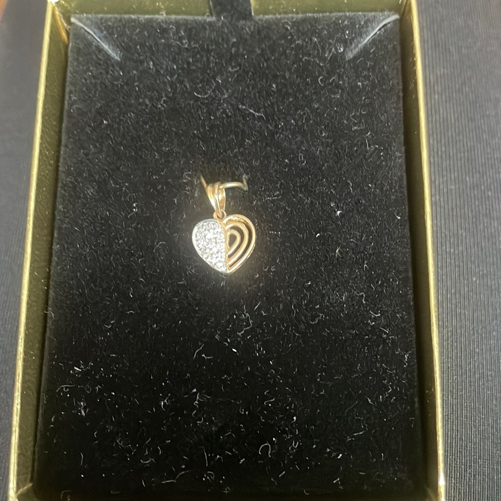 Gold heart charm, half cz